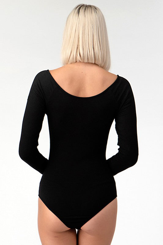 Angie Long Sleeve Bodysuit (Black)